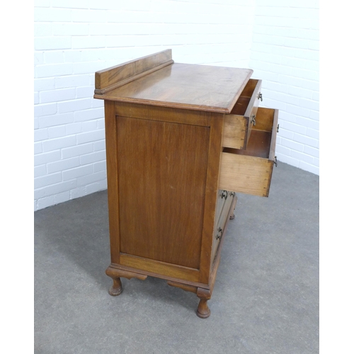 209 - Early 20th century chest with four graduating long drawers, on short cabriole legs, 92 x 102 x 44cm.