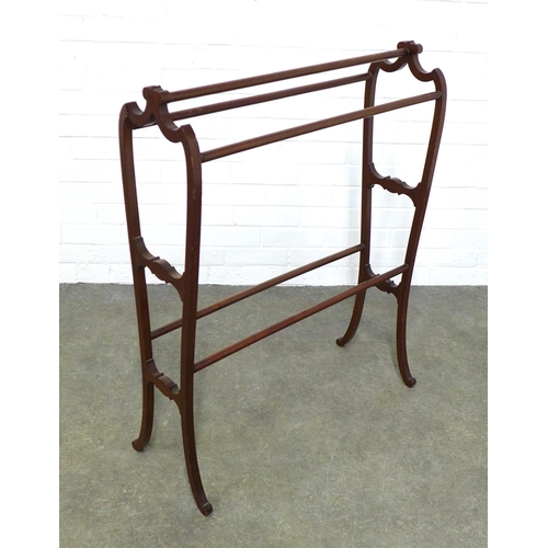 214 - Art Nouveau mahogany towel rail, 77 x 96cm.