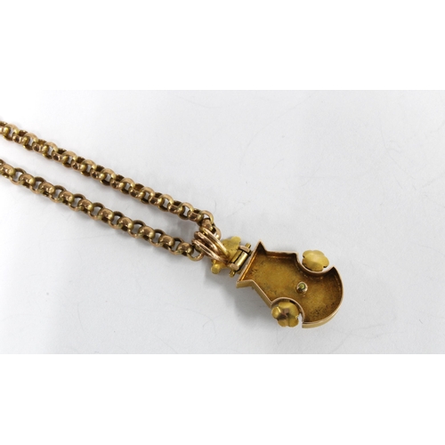 22 - Victorian Etruscan seed pearl pendant on a 9ct gold necklace