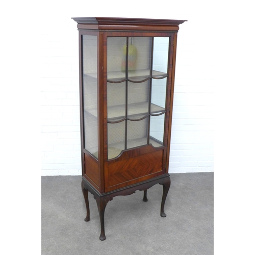 225 - An Edwardian mahogany glazed display cabinet, (A/F) 77 x 173 x 43cm.