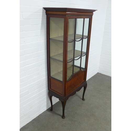 225 - An Edwardian mahogany glazed display cabinet, (A/F) 77 x 173 x 43cm.