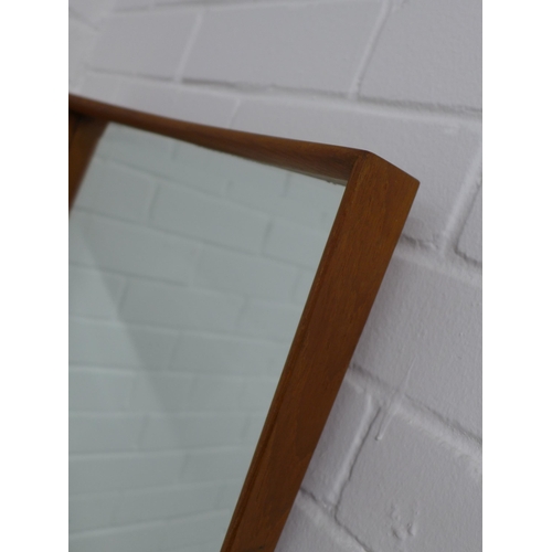 229 - Mid Century rectangular teak wall mirror, 43 x 96cm.