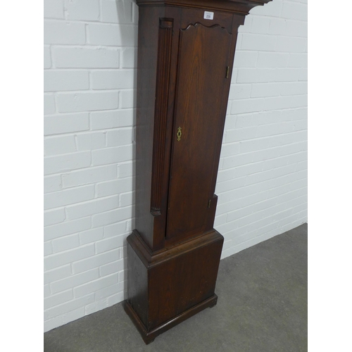 235 - Dawson of Haddington mahogany grandfather clock, with a swan neck pediment and brass finials over a ... 