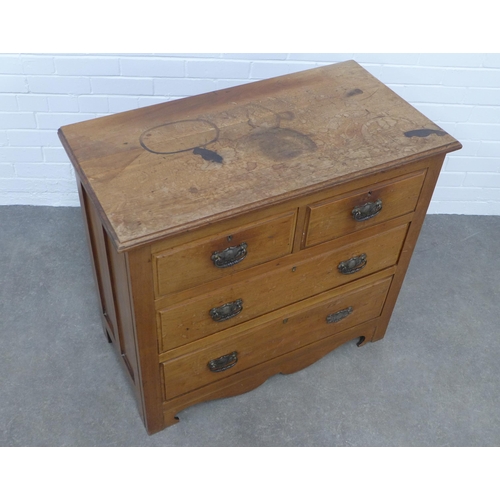 238 - Art & Crafts mahogany  chest of drawers, 92 x 83 x 48cm. (top marked)