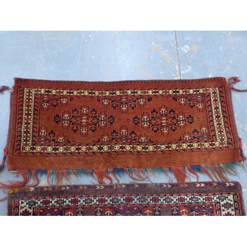 252 - Three Turkoman Yomat torba, 101 x 41cm.