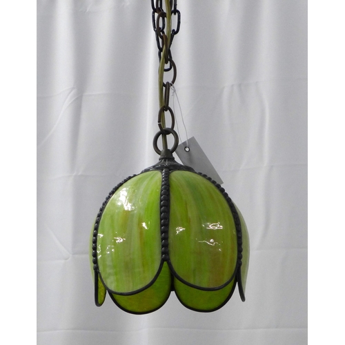 255 - Christopher Wray leaded and green glass ceiling light shade, 20cm.