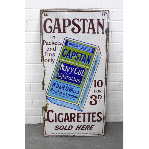 257 - An early 20th century Capstan Navy Cut Cigarettes enamel sign, 46 x 92cm.