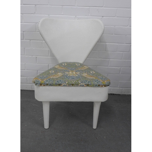 262 - Lloyd loom style three legged chair with lift up seat 53 x 75cm.