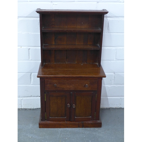 263 - Miniature stained wood kitchen dresser, 33 x 58 x 28cm.