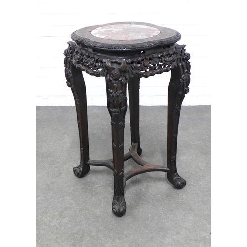 268 - Late Qing Dynasty marble inlaid & hardwood jardinière stand, 54 x 77cm.