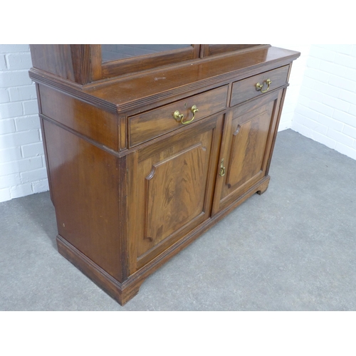 271 - 19th century Maple & Co mahogany bookcase cabinet, cornice top with pair of glazed doors enclosing s... 