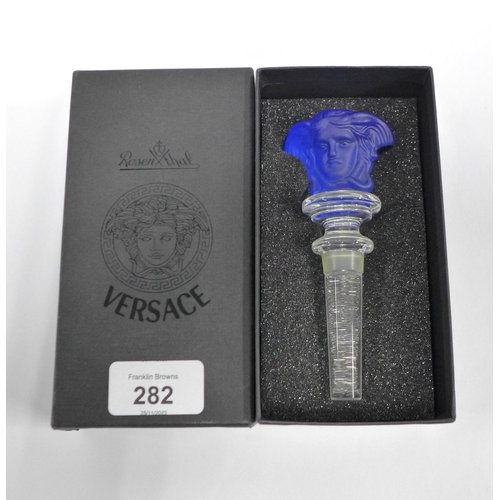 282 - ROSENTHAL for VERSACE Medusa blue glass bottle stopper, 13cm, in box