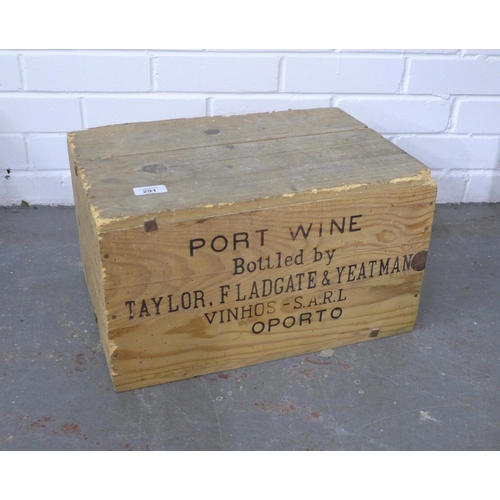 291 - 12 bottles of Taylor's 1970 vintage Port, crate unopened, crate with worm damage