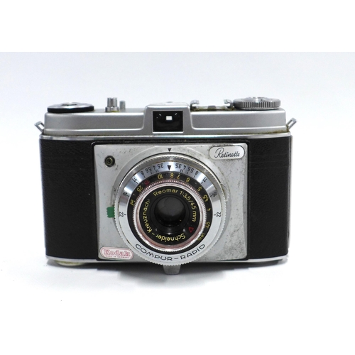 296 - Kodak Retinette camera with brown leather carry case