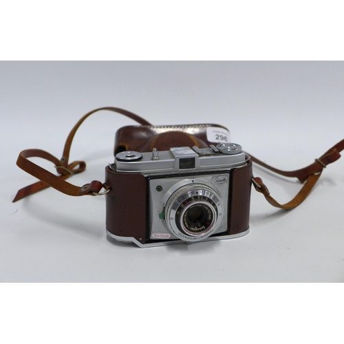 296 - Kodak Retinette camera with brown leather carry case