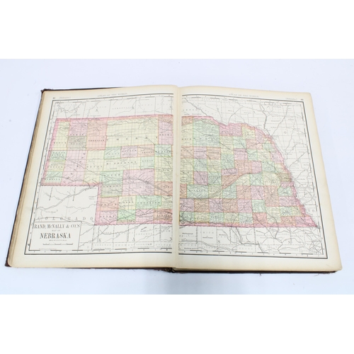 306 - Rand, McNally & Co's 'Library Atlas of the World', c. 1894, with engravings and coloured maps, 37 x ... 