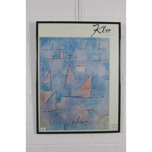 312 - Ports et voiliers, a 1980's Klee framed exhibition poster, Centre Georges Pompidou. Musee national d... 