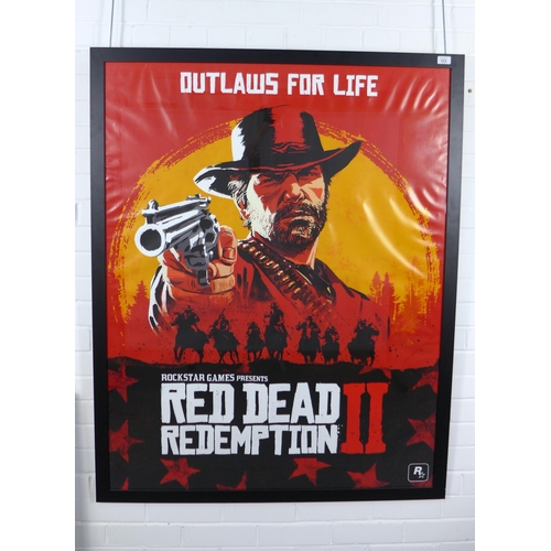 313 - Outlaws For Life, Red Dead Redemption II, a large Rock Star Games poster, framed under Perspex, size... 