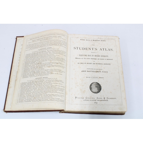 330 - 'The Students Atlas', 1872, constructed and engraved by John Bartholomew F.R.G.S., foxed with pencil... 