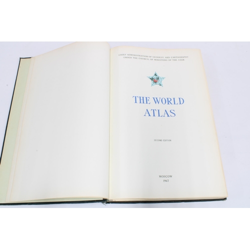 333 - 'The World Atlas' second edition, Moscow 1967, complete with some damage to the spine, 51 x 33cm