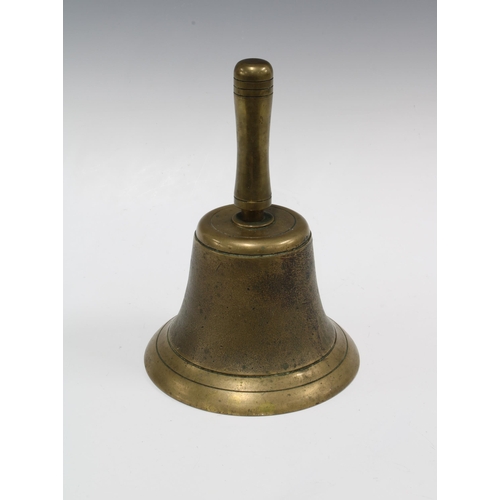 341 - A large bronze hand bell 27cm