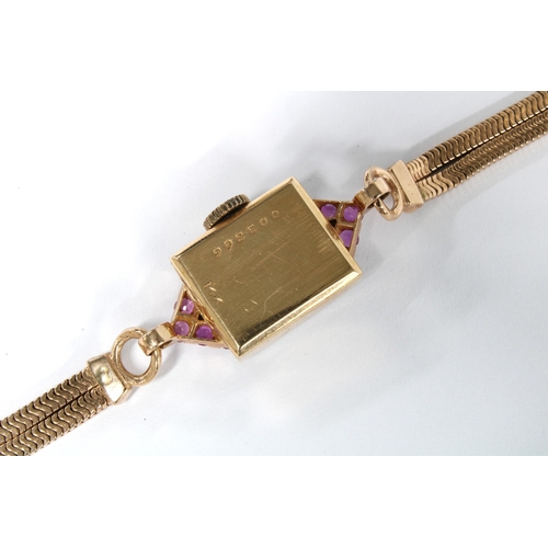36 - Ladies 14ct rose gold Lucien Picard cocktail watch with diamond gemset shoulders, case and strap sta... 