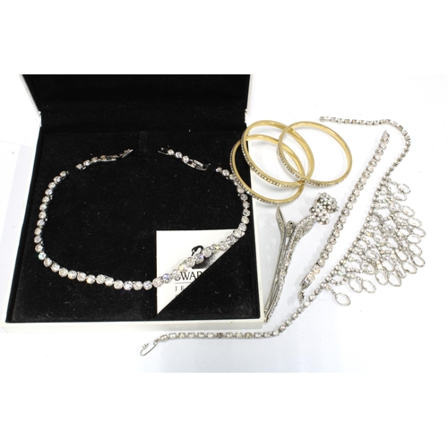 37 - Swarovski crystal necklace and matching bracelet together with a group of paste set jewellery to inc... 
