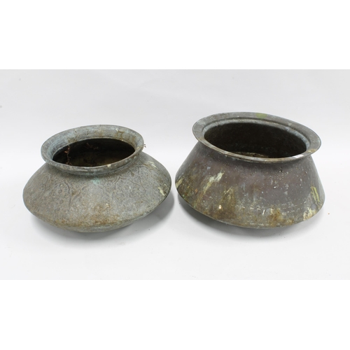 371 - Two Middle Eastern style metal planters, 36 x 18cm (20