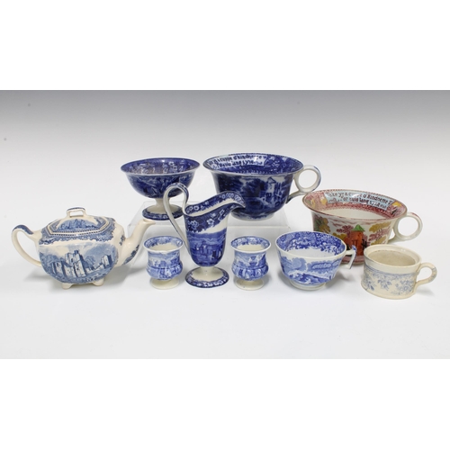 374 - A collection of Staffordshire blue and white transfer printed pottery (a lot)