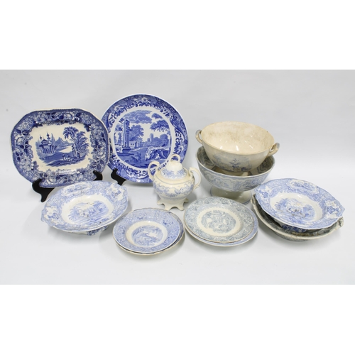 379 - Quantity of Staffordshire transfer printed blue and white pottery (a lot)