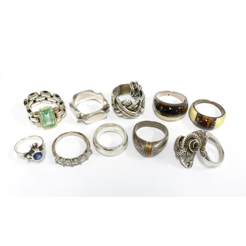 38 - A collection of silver and costume jewellery rings (10)