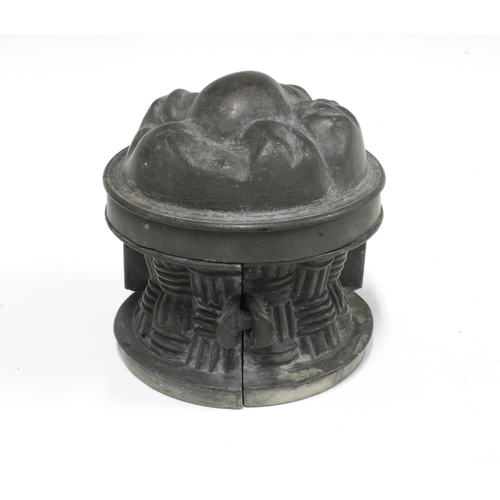 381 - 19th century pewter ice cream mould in the form  of fruit in a basket, 13cm