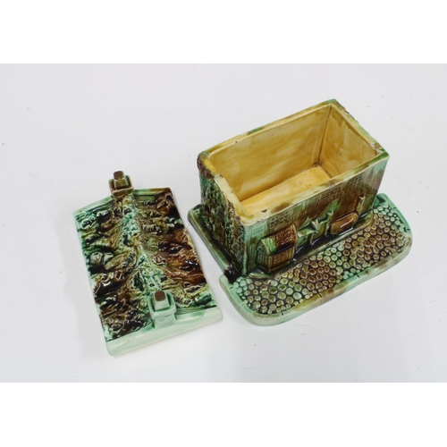 383 - Whieldon type box and cover in the form of a house, 14cm