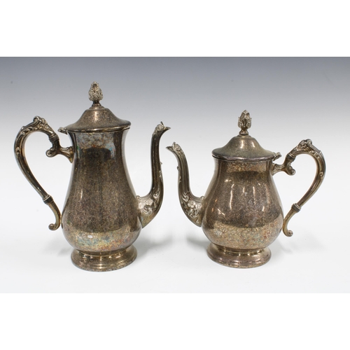 385 - Two silver plated coffee pots, taller 26cm, (2)