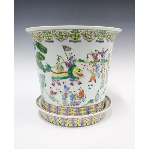 388 - Chinese famille rose  planter with circular tray, 30cm