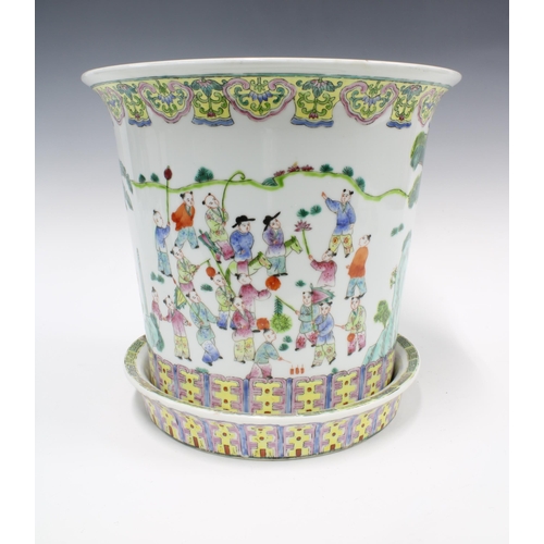 388 - Chinese famille rose  planter with circular tray, 30cm