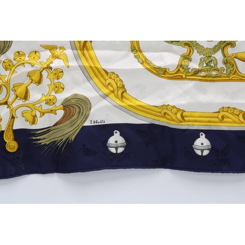 393 - HERMES 'PLUMES ET GRELOTS' SILK SCARF, designed by Julia Abadie