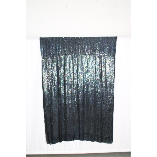 398 - A large black chiffon and navy sequin shawl approx. 220 x 180cm