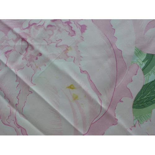 406 - HERMES 'LES PIVOINES ' SILK SCARF.