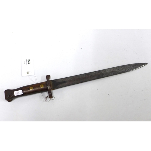 420 - 1903 British pattern knife bayonet, blade stamped Wilkinson, London