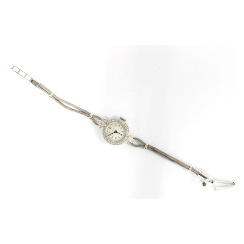 5 - 9ct white gold diamond set Vertex cocktail watch, on a white gold bracelet strap, stamped 375, with ... 