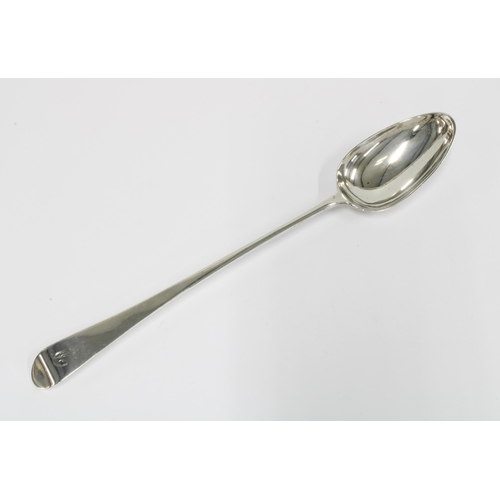 73 - 18th century silver serving spoon, Old English pattern with makers mark for John Langlands I & John ... 