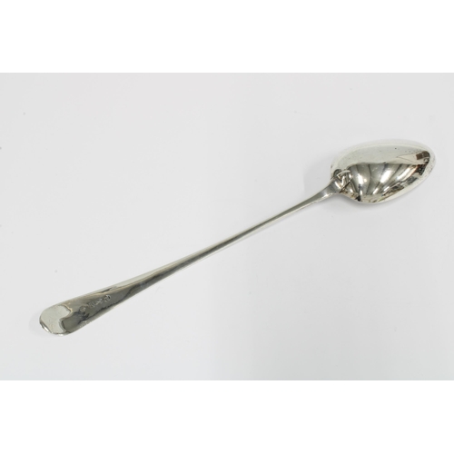 73 - 18th century silver serving spoon, Old English pattern with makers mark for John Langlands I & John ... 