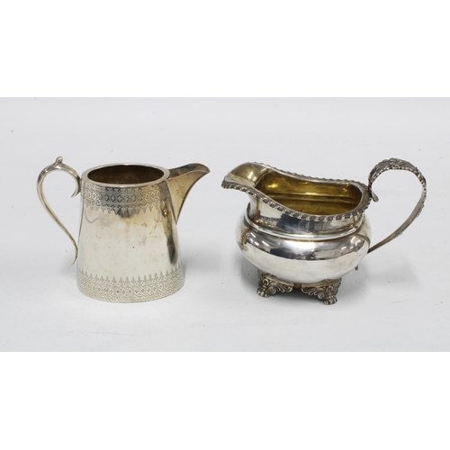 79 - George IV silver cream jug, London 1825 and a Victorian silver cream jug,  Sheffield 1897 (2)