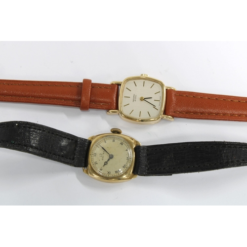 89 - Ladies early 20th century 9ct gold cased Omega wristwatch on a replacement strap but with original s... 