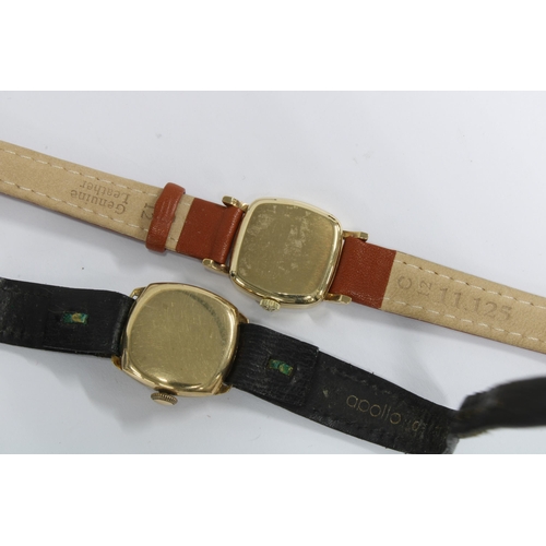 89 - Ladies early 20th century 9ct gold cased Omega wristwatch on a replacement strap but with original s... 