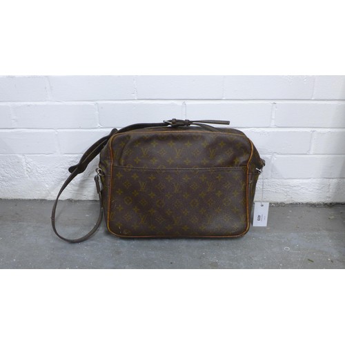 409 - Vintage Louis Vuitton Nile shoulder bag, monogrammed throughout with brown leather interior, approx.... 