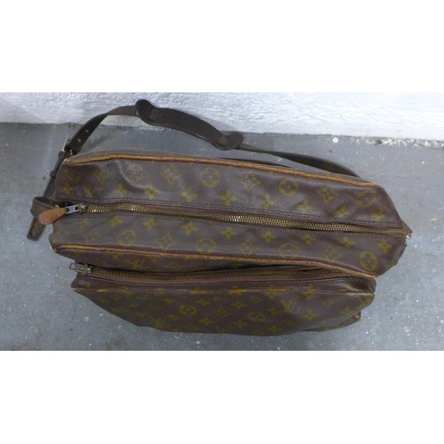 409 - Vintage Louis Vuitton Nile shoulder bag, monogrammed throughout with brown leather interior, approx.... 