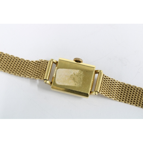 15 - Movado, a lady's 18ct gold wristwatch with signed champagne dial with baton markers, on an 18ct gold... 