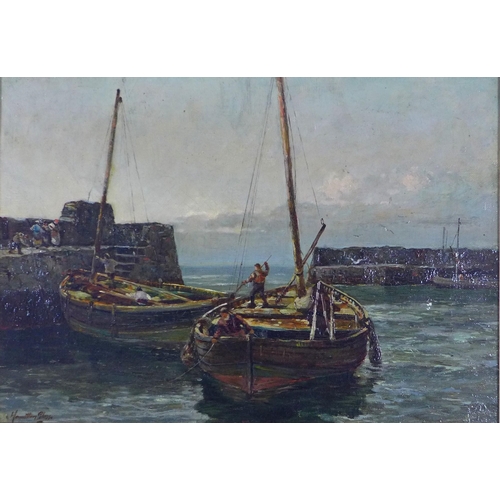 178 - JOHN HAMILTON GLASS SSA (SCOTTISH 1820 - 1885), THE MORNING BOATS, PITTENWEEM, signed oil on canvas,... 